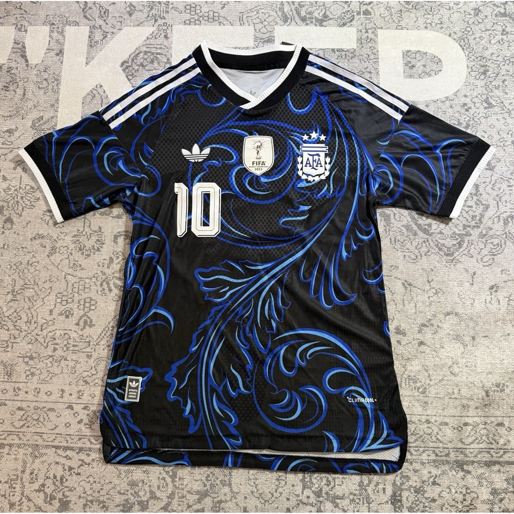 adidas Argentina Lionel Messi #10 Men's Soccer Jersey ClimaCool+ M Black Blue